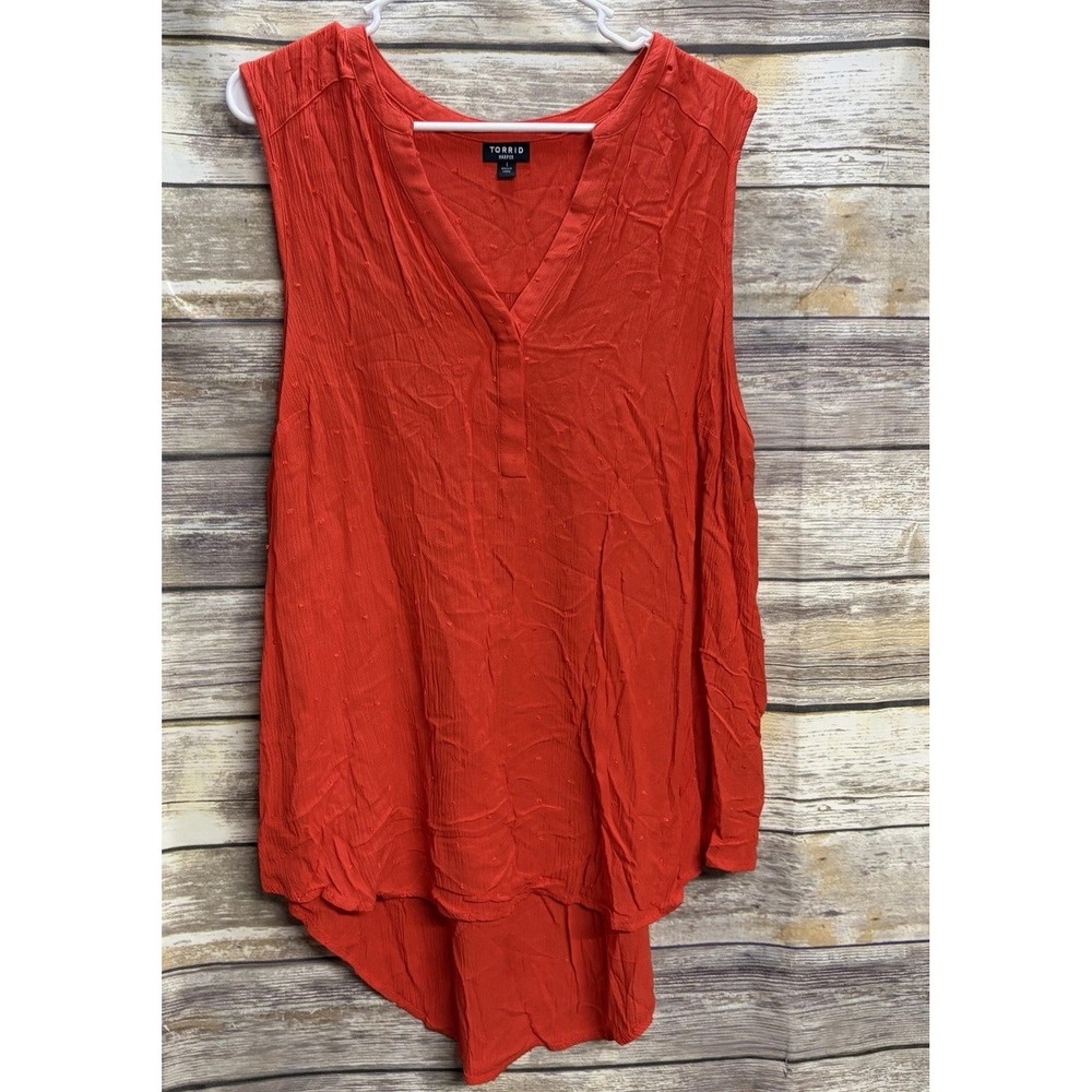 Torrid Women's 1 Burnt Orange Harper Rayon Slub Pullover Sleeveless Blouse